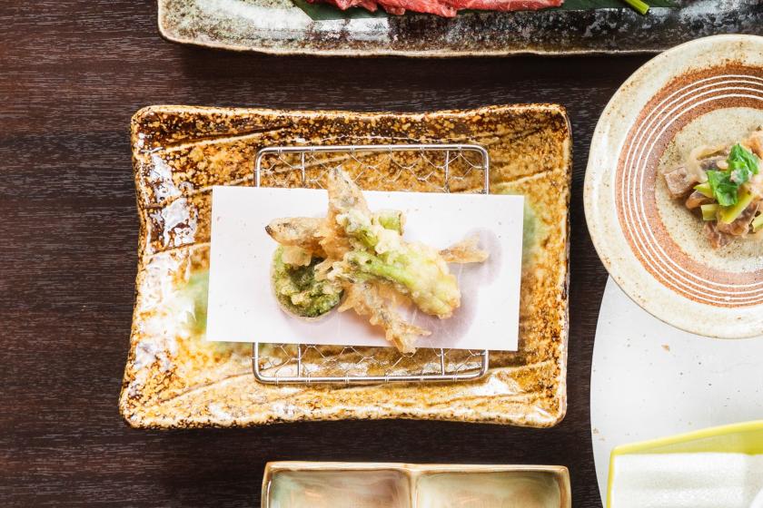 [4/18-5/31, includes mountain vegetable tempura] Savor the seasonal vegetables that herald the arrival of spring / Upgraded Kaiseki (includes 2 meals)